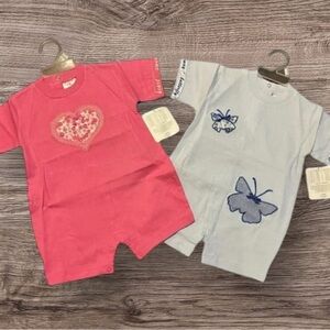 PANDA BABY NEW GIRLS SET INFANT BABY PONK BLUE SHORTS ONE PIECE SIZE 3 6 & 6 9